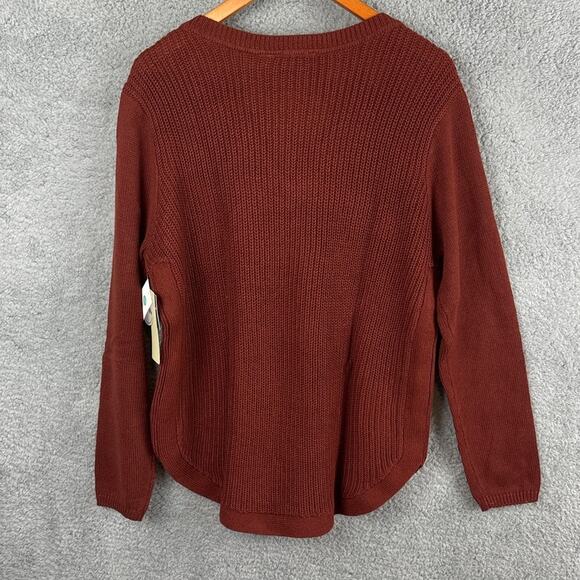 RD Style Plus Size Women’s V-Neck Sweater Rust Brown Size XXL NWT Fall Winter - Picture 2 of 7